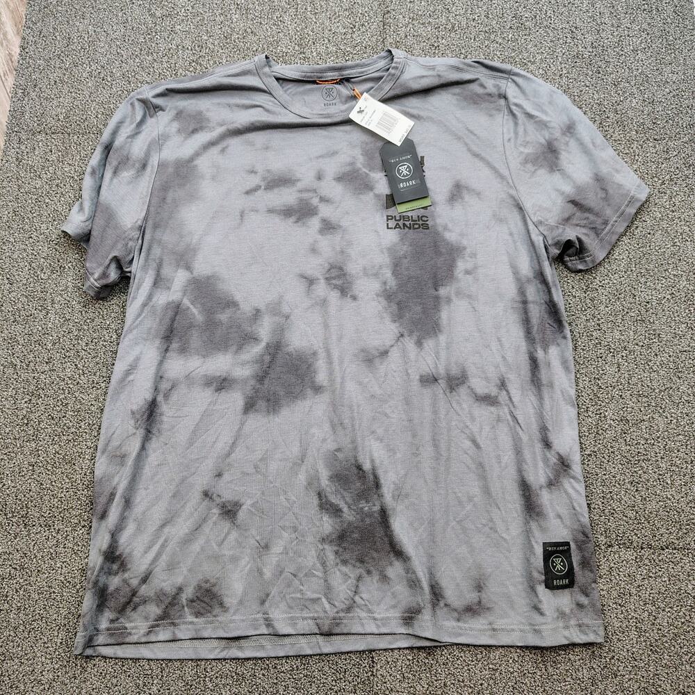 New Roark Mathis Active T-Shirt Men Size XL Gray Tie Dye Short Sleeve Adult New